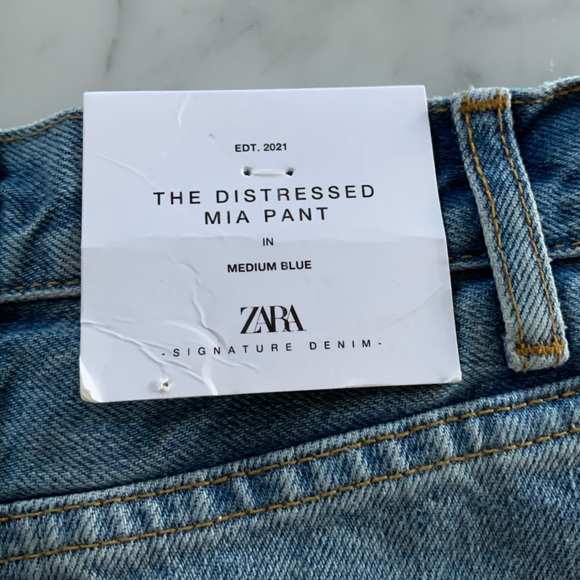 NWT Zara distressed Mia straight light wash 5 pocket classic size 2 - Picture 3 of 7